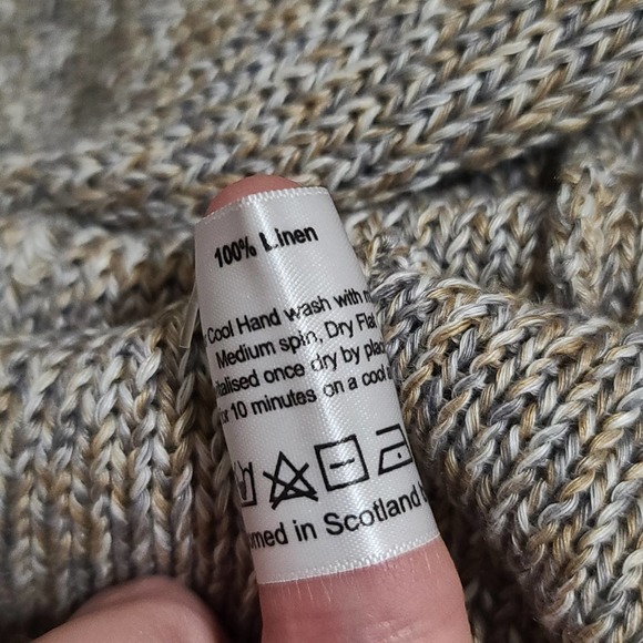 Eskandar Sweater Cardigan Sleeveless Brown Gray Linen O/S Lagenlook Art to Wear - Picture 8 of 11
